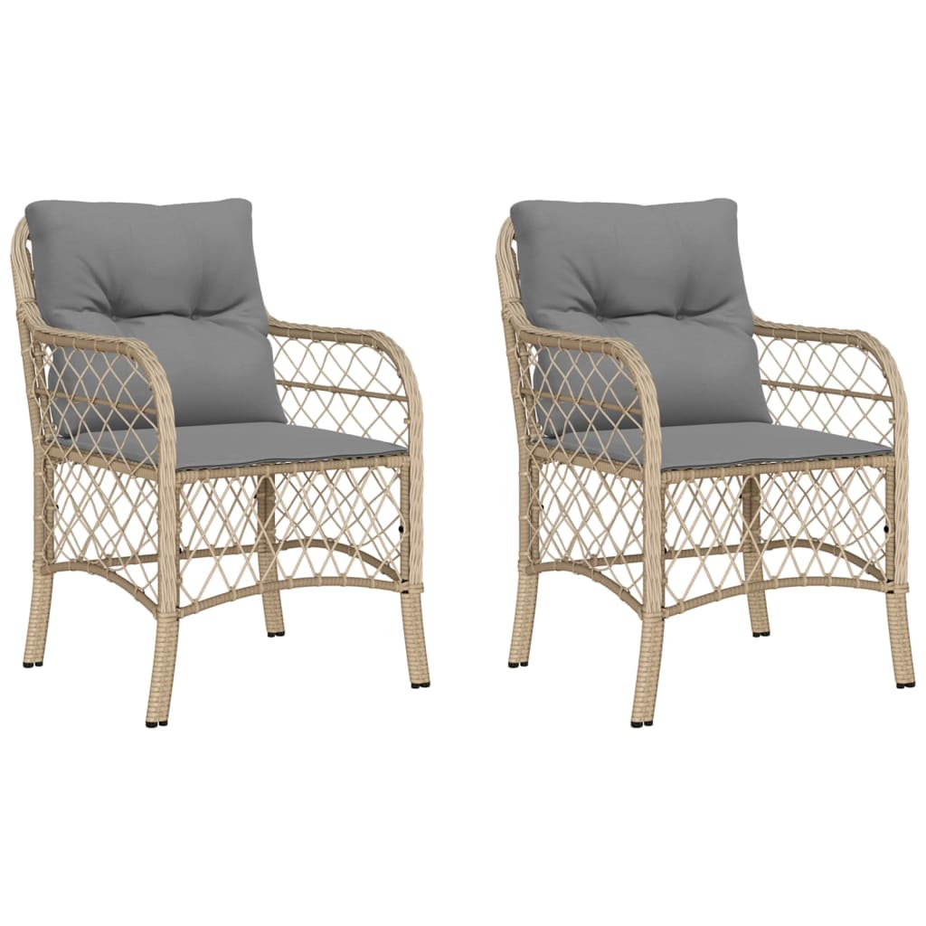 vidaXL Chaises de jardin avec coussins lot de 2 mélange beige rotin