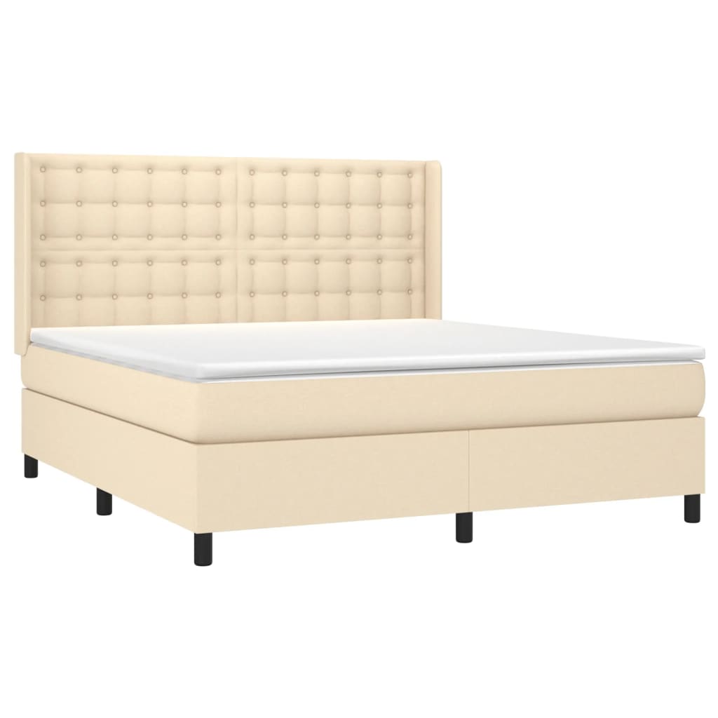 vidaXL Sommier à lattes de lit avec matelas Crème 160x200 cm Tissu