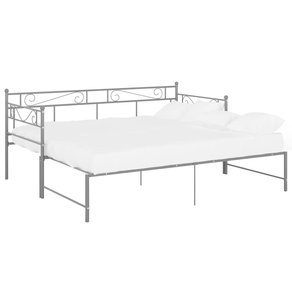 vidaXL Cadre de canapé-lit extensible gris métal 90x200 cm