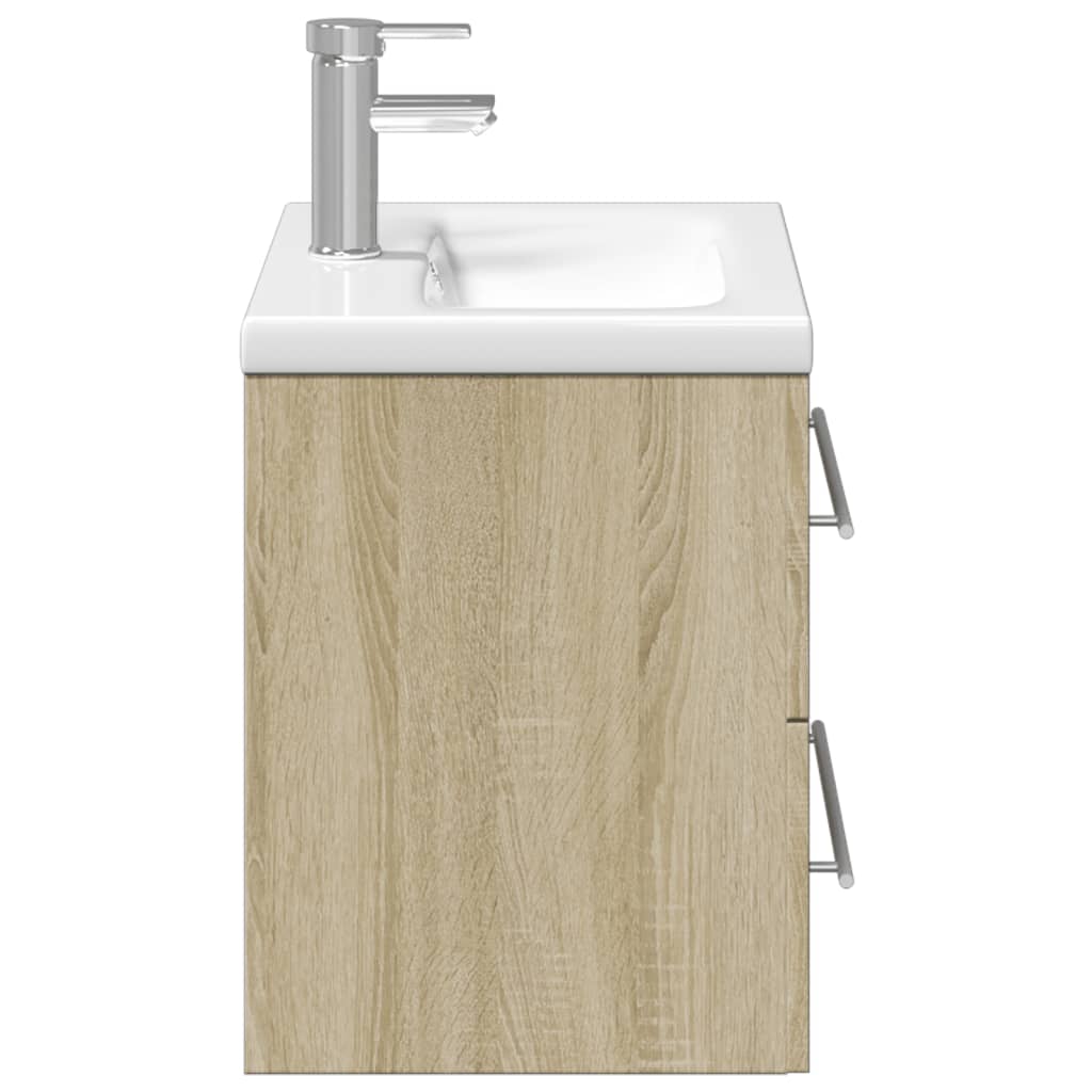 vidaXL Armoire lavabo de salle de bain et bassin intégré chêne sonoma