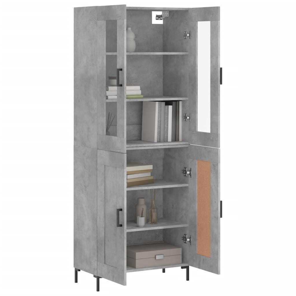 vidaXL Buffet haut Gris béton 69,5x34x180 cm Bois d'ingénierie