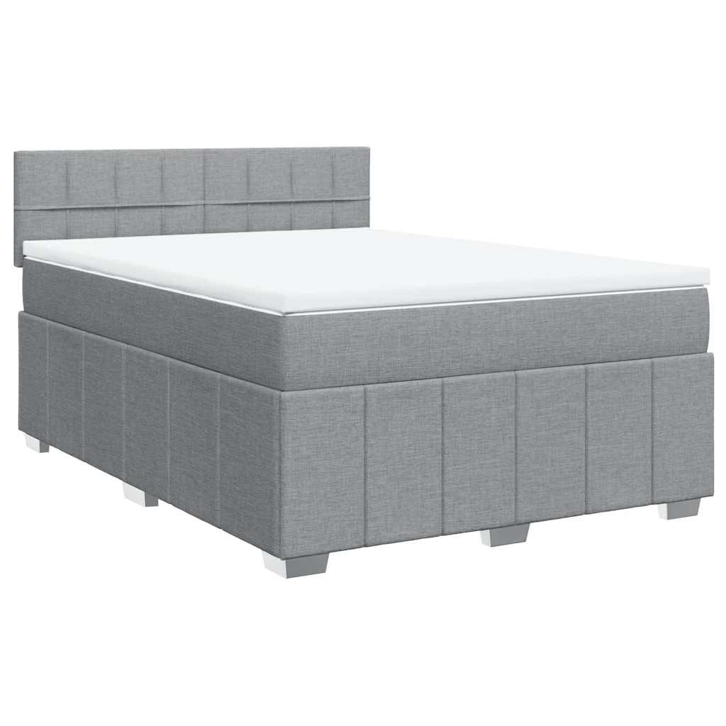 vidaXL Sommier à lattes de lit avec matelas Gris clair 140x200cm Tissu