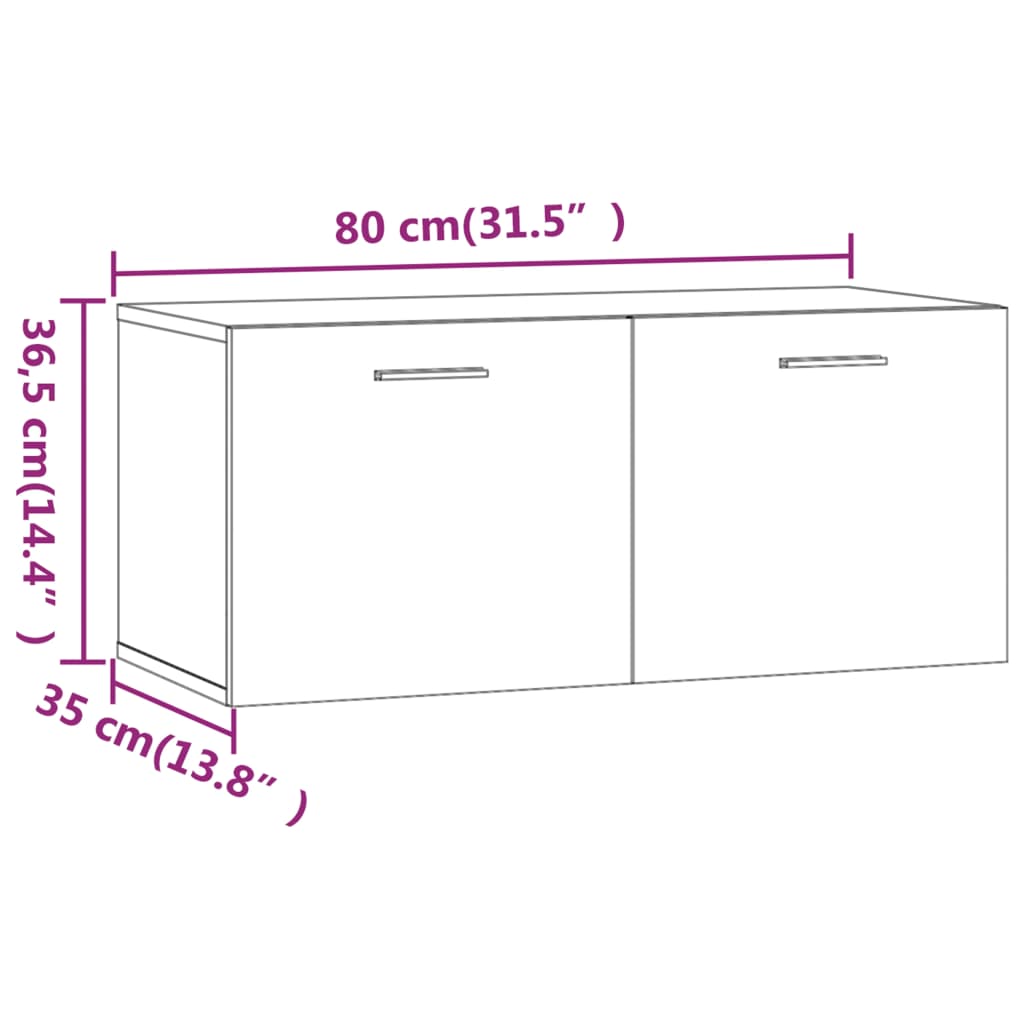 vidaXL Armoire murale Chêne fumé 80x35x36,5 cm Bois d'ingénierie