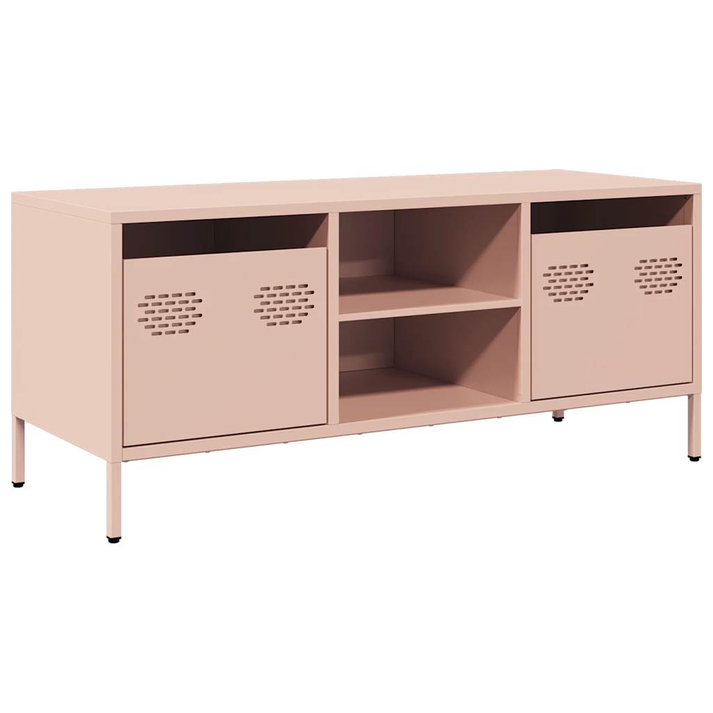 vidaXL Meuble TV rose 101,5x39x43,5 cm acier laminé à froid