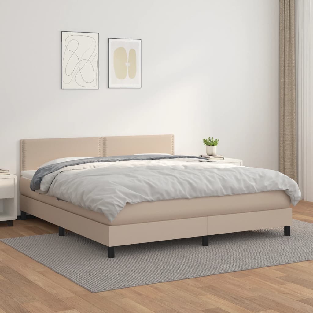 vidaXL Sommier à lattes de lit avec matelas Cappuccino 180x200 cm