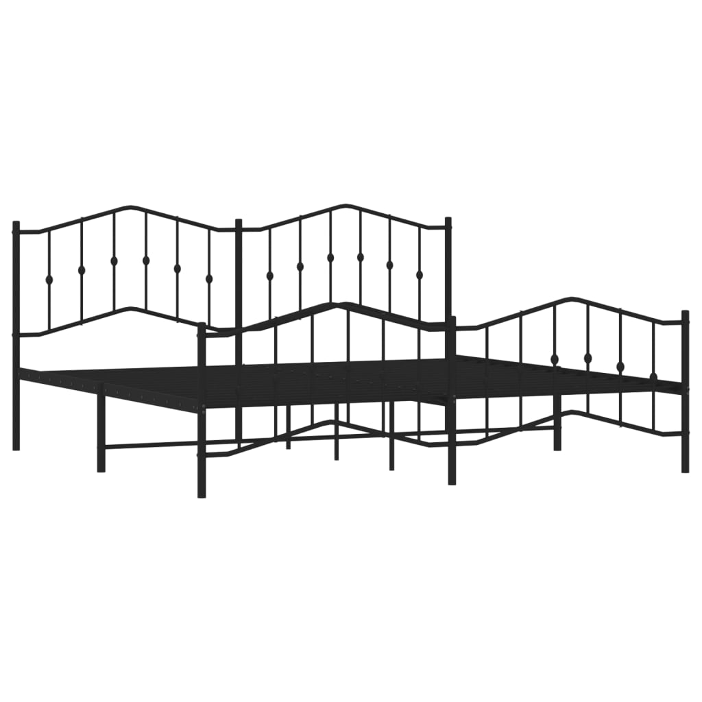 vidaXL Cadre de lit métal sans matelas avec pied de lit noir 193x203cm