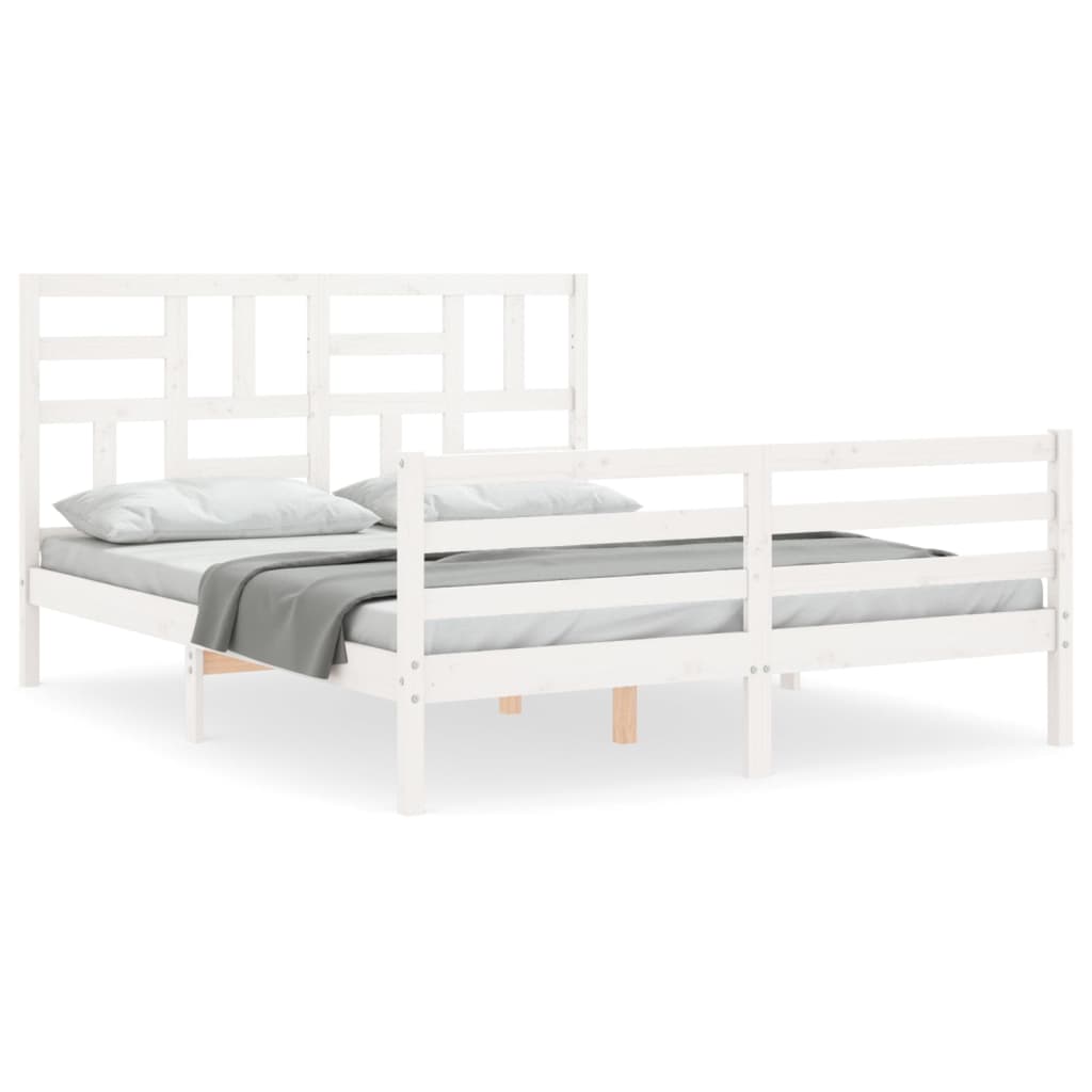 vidaXL Cadre de lit sans matelas blanc bois de pin massif