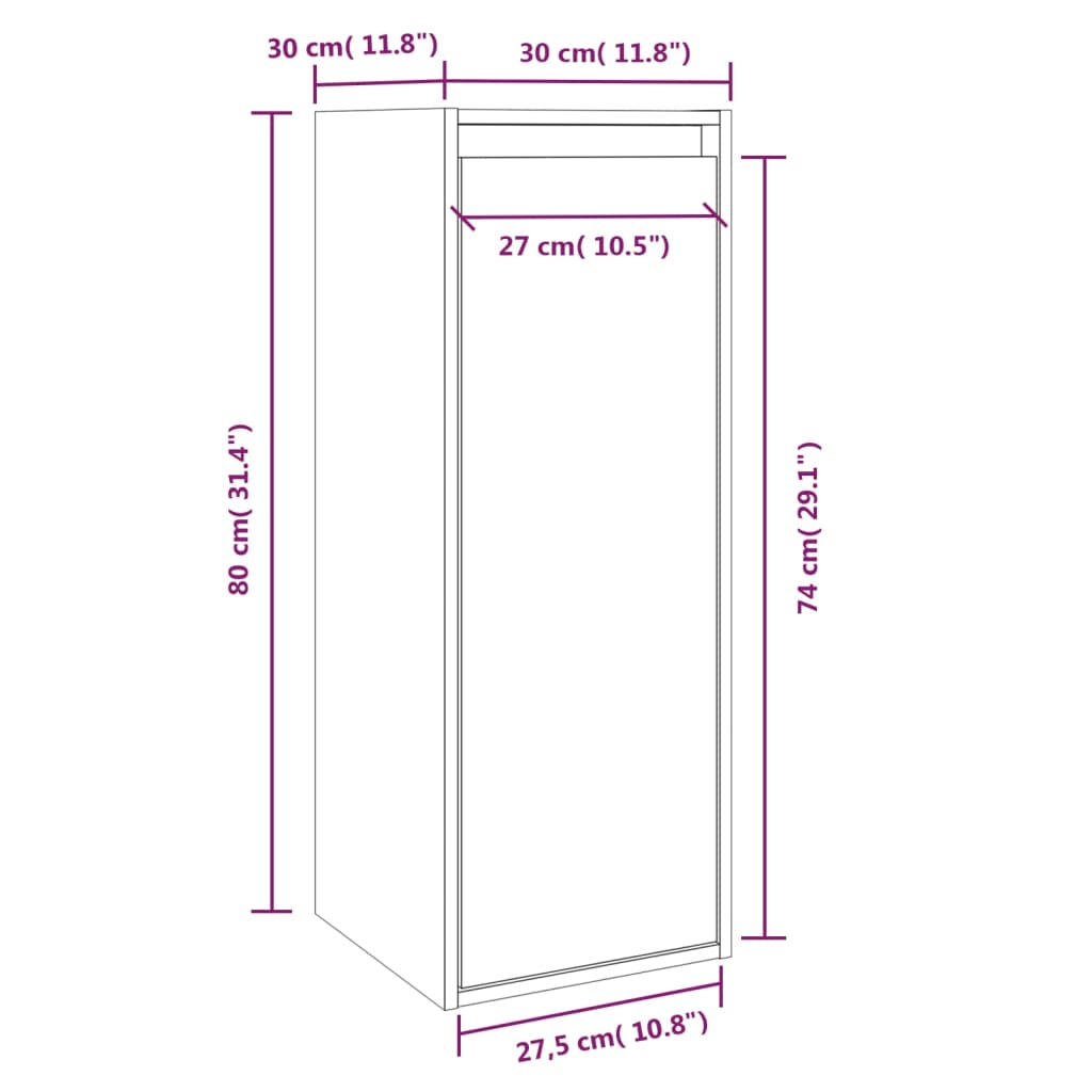 vidaXL Armoires murales 2 pcs 30x30x80 cm Bois de pin massif