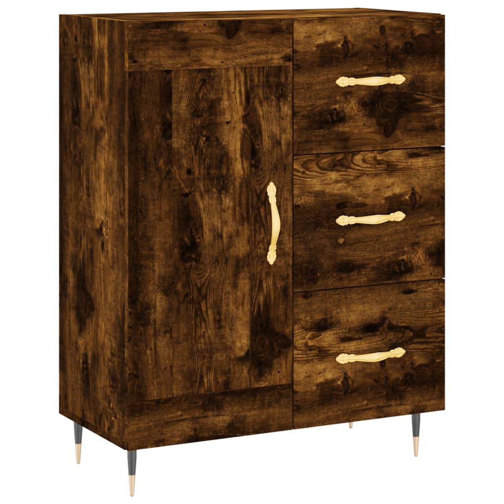 vidaXL Buffet haut Chêne fumé 69,5x34x180 cm Bois d'ingénierie