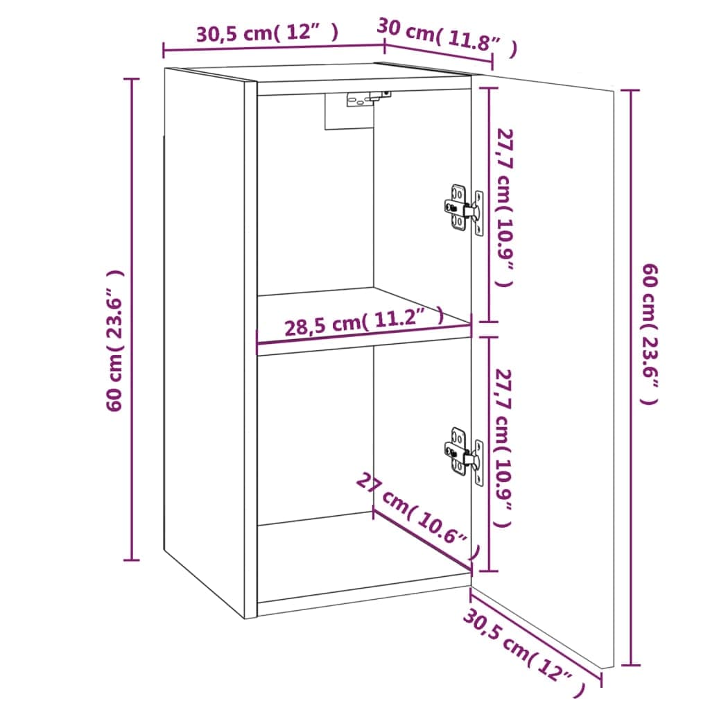 vidaXL Meubles TV 7 pcs Chêne marron 30,5x30x60 cm Bois d'ingénierie