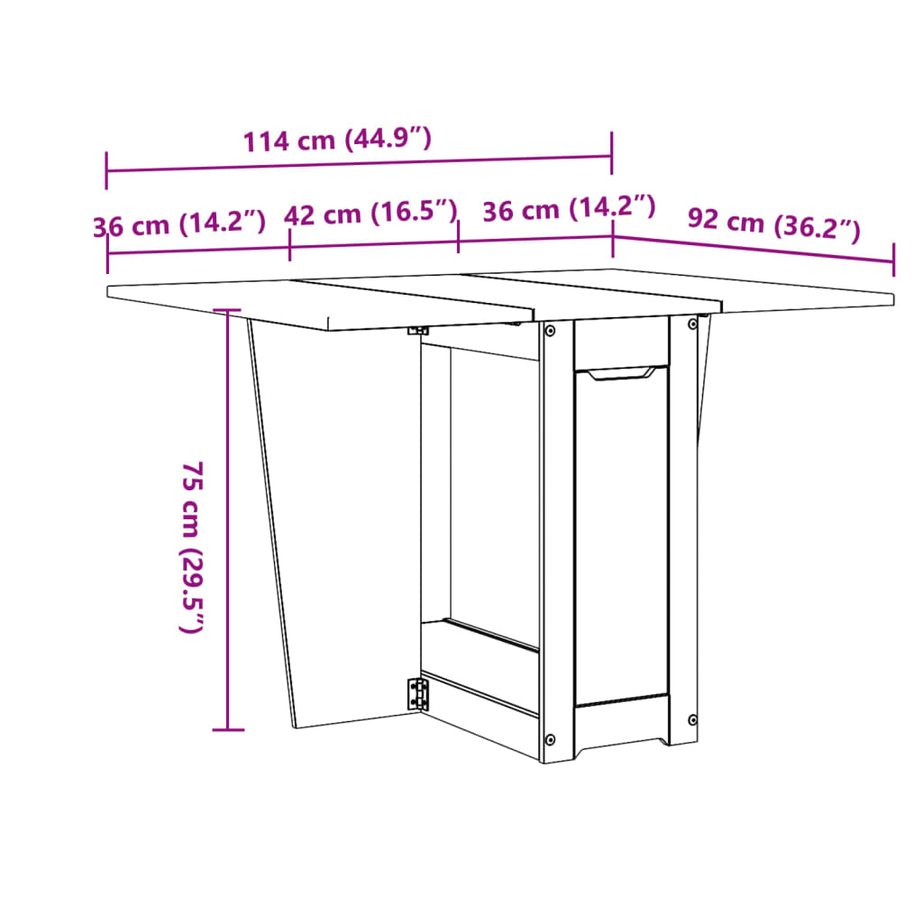 vidaXL Table à manger papillon pliable Corona cire marron bois de pin