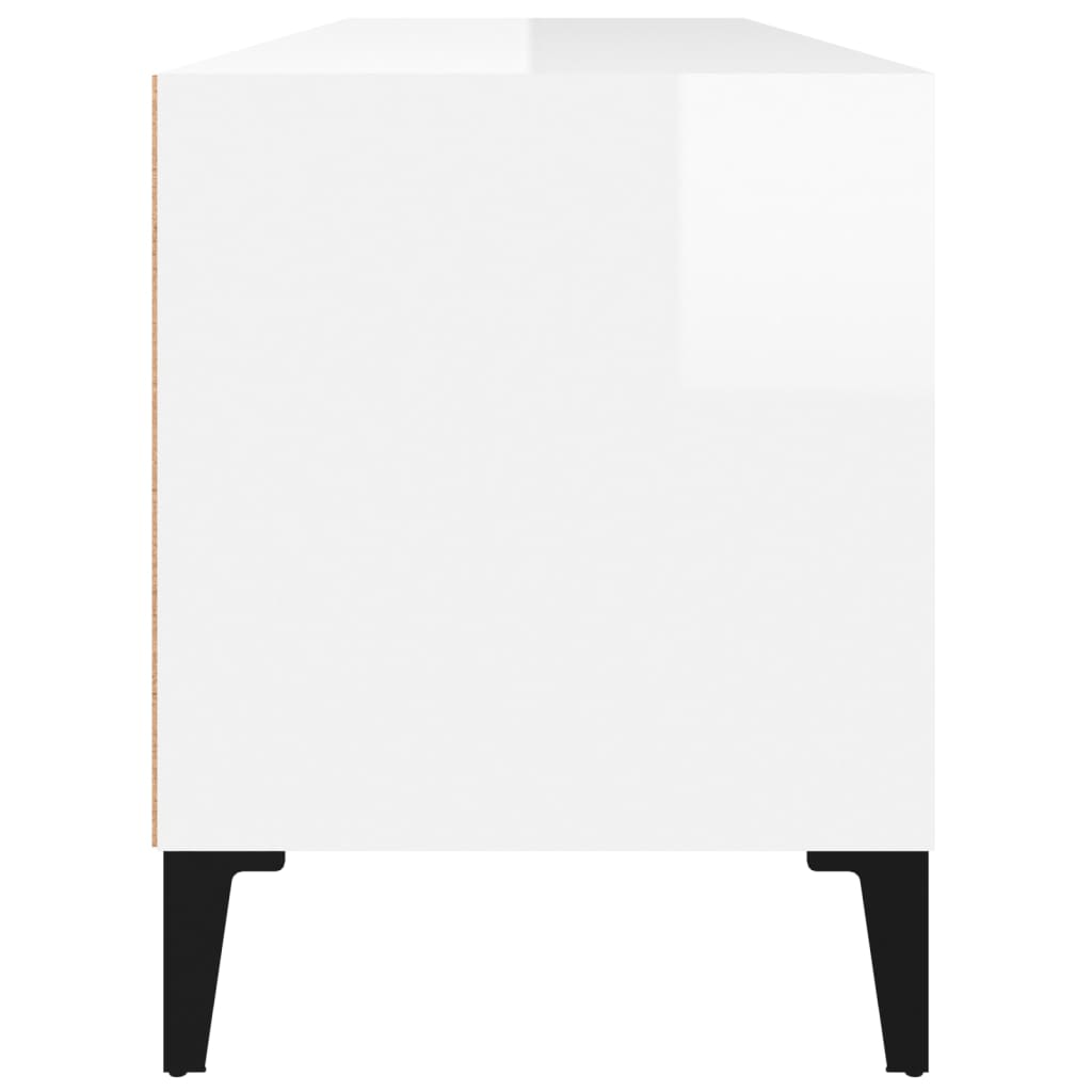 vidaXL Meuble TV blanc brillant 100x34,5x44,5 cm bois d'ingénierie