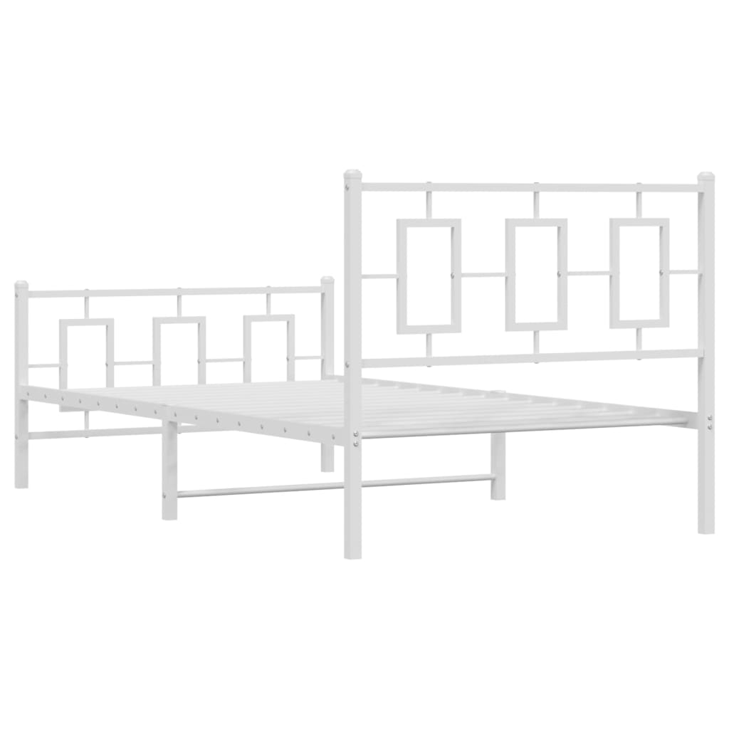 vidaXL Cadre de lit métal sans matelas et pied de lit blanc 100x200 cm