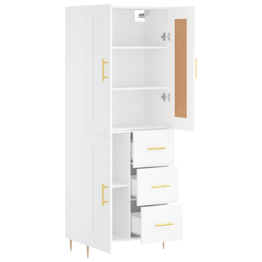 vidaXL Buffet haut Blanc 69,5x34x180 cm Bois d'ingénierie