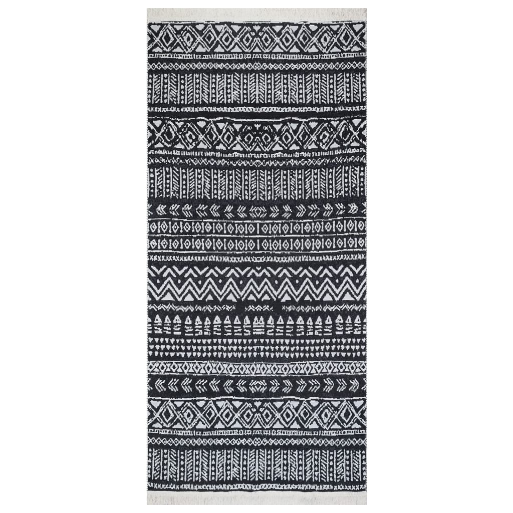 vidaXL Tapis Noir et blanc 100x200 cm Coton