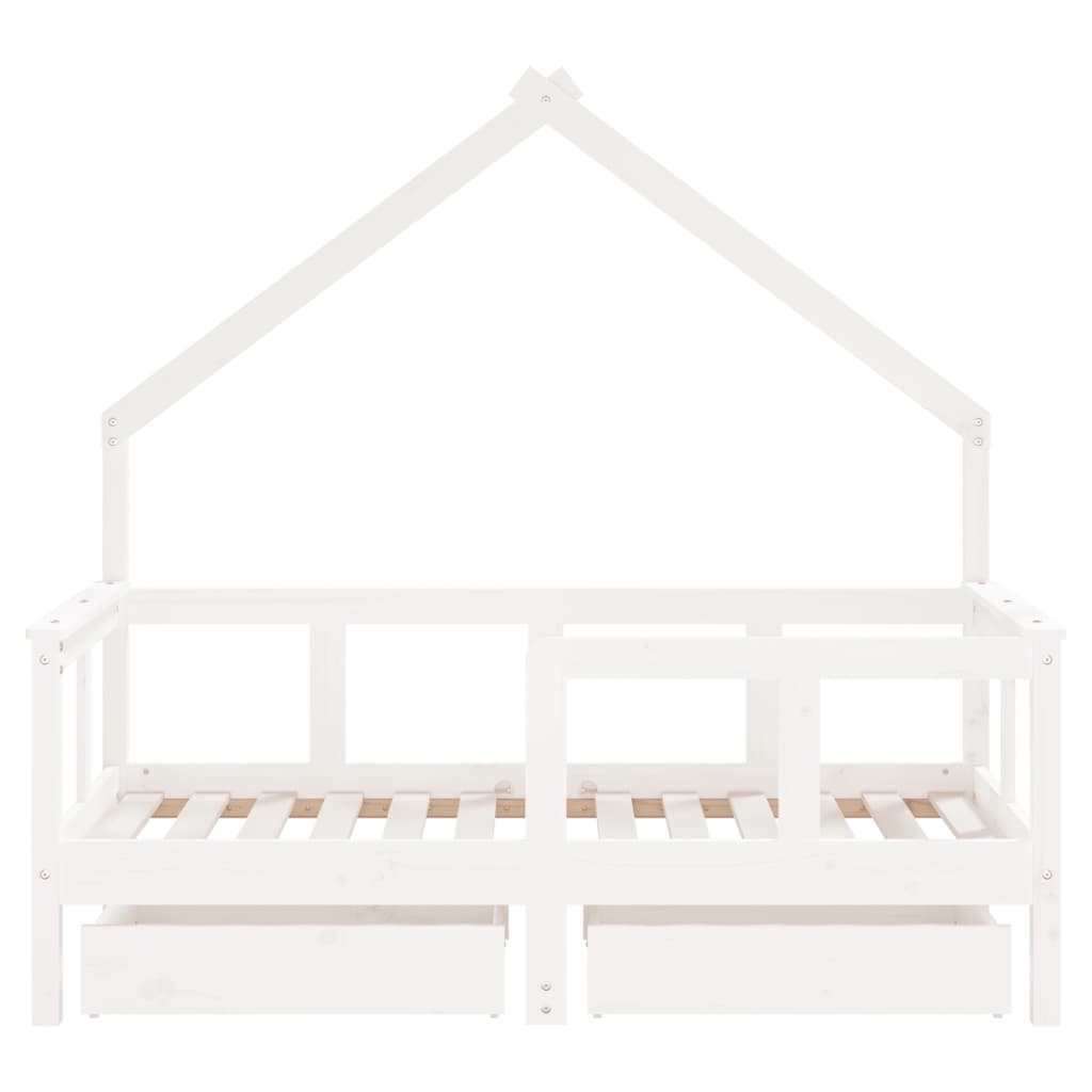 vidaXL Cadre de lit enfant tiroirs blanc 70x140 cm bois de pin massif