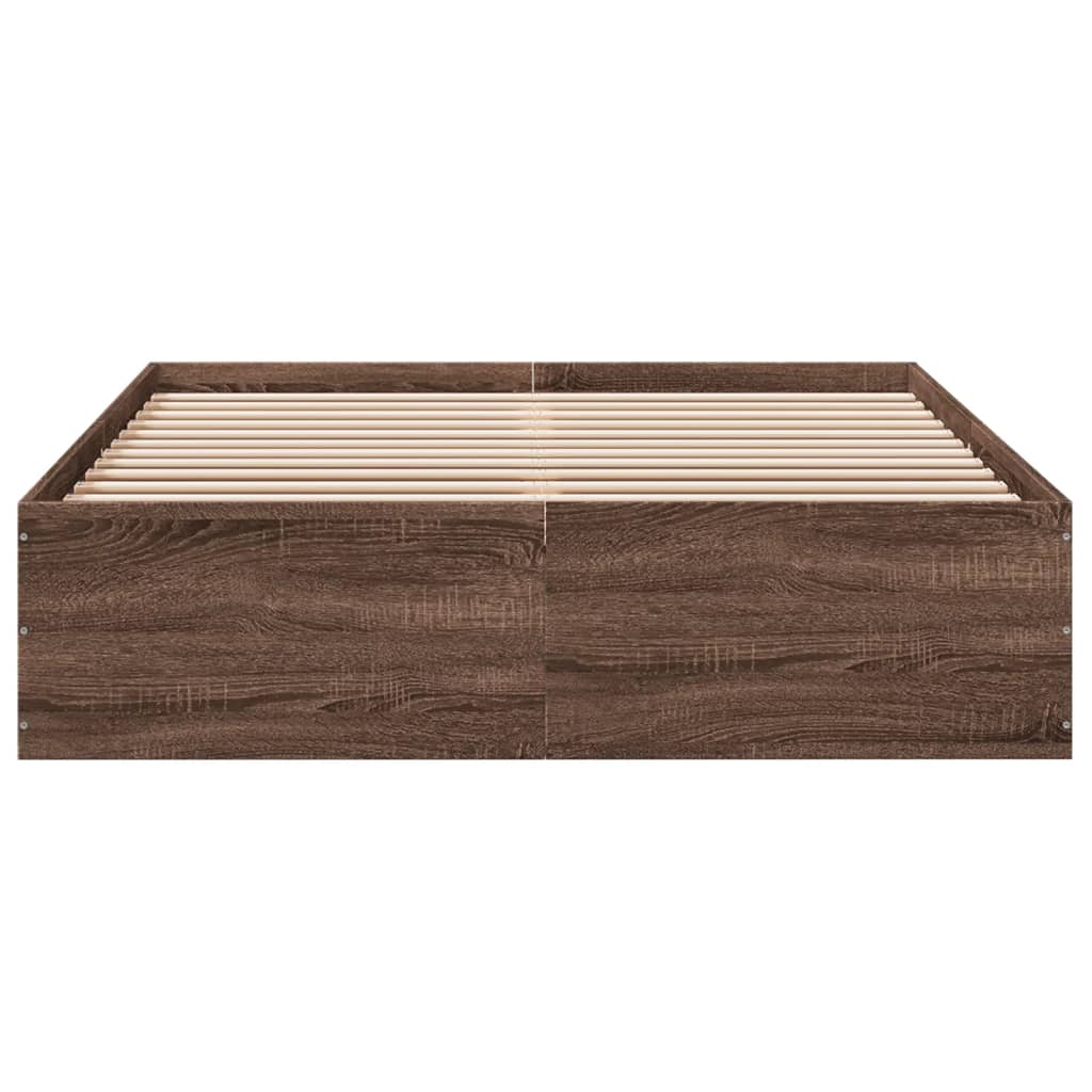 vidaXL Cadre de lit chêne marron 135x190 cm bois d'ingénierie