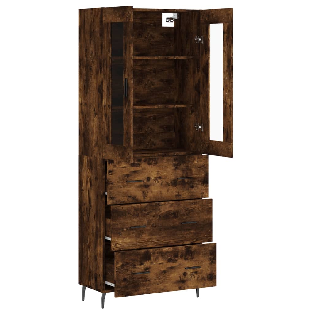 vidaXL Buffet haut Chêne fumé 69,5x34x180 cm Bois d'ingénierie