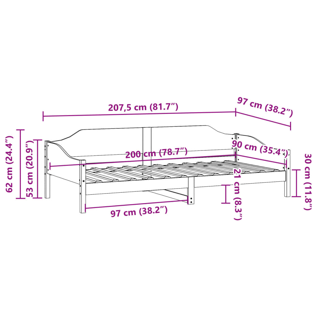 vidaXL Cadre de lit sans matelas blanc 90x200 cm bois de pin massif