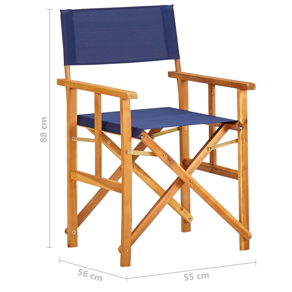 vidaXL Chaises de metteur en scène lot de 2 Bois massif d'acacia bleu