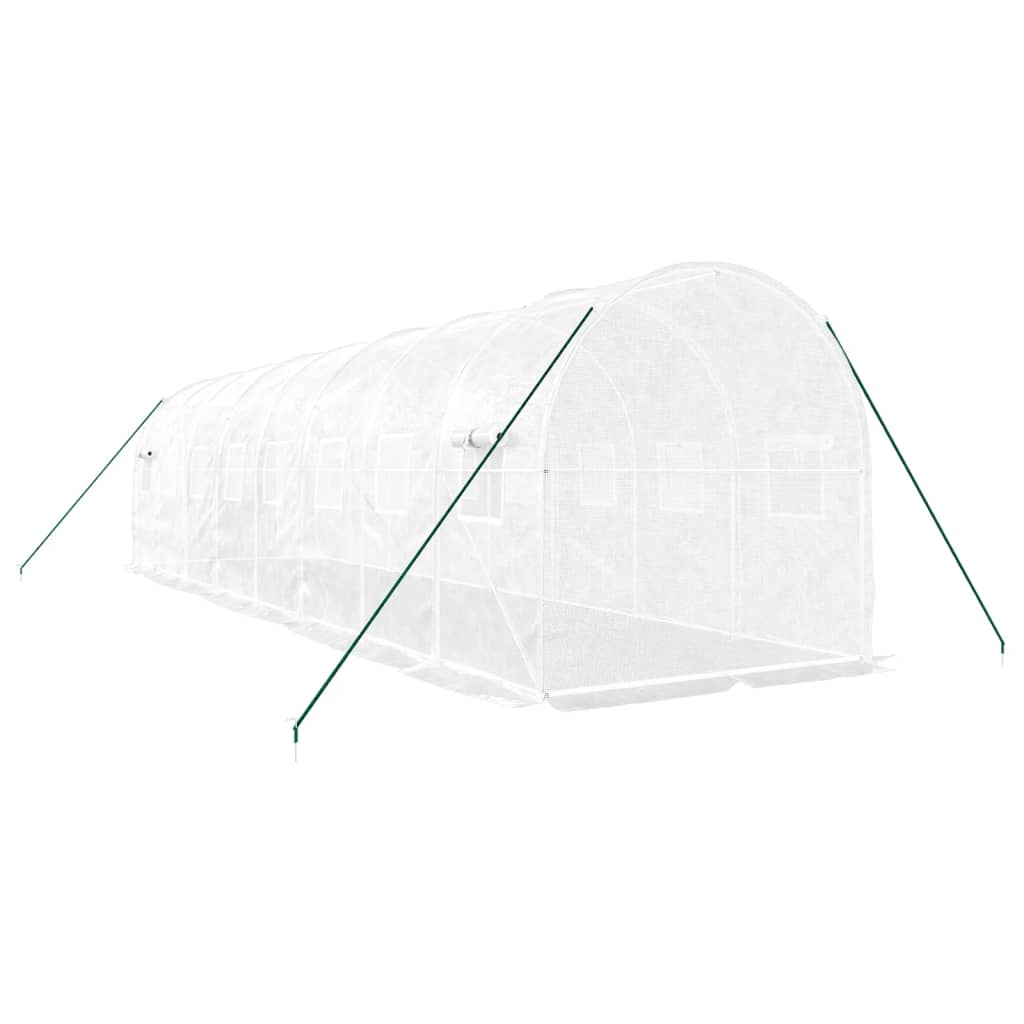 vidaXL Serre avec cadre en acier blanc 16 m² 8x2x2 m