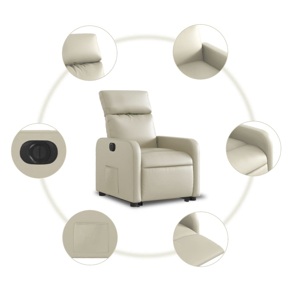 vidaXL Fauteuil inclinable électrique crème similicuir