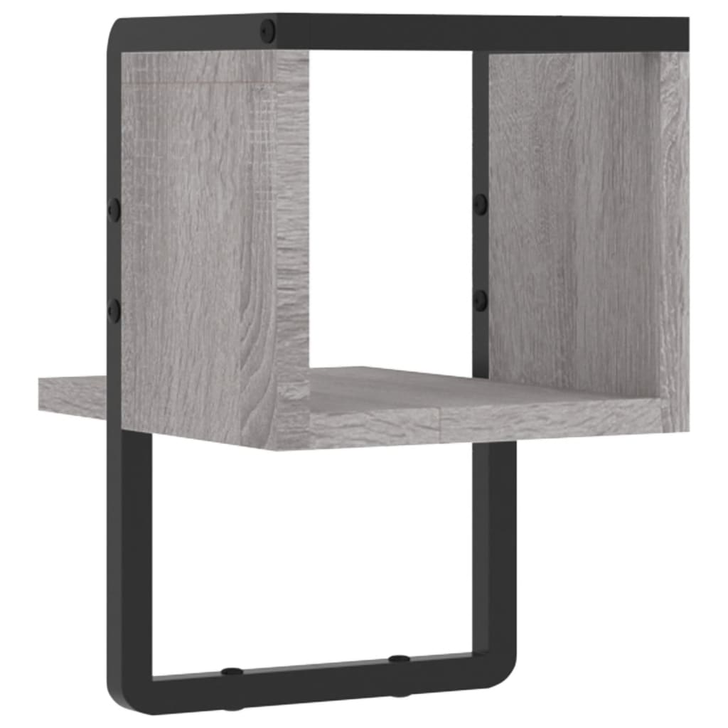 vidaXL Étagère murale avec barre sonoma gris 20x25x30 cm