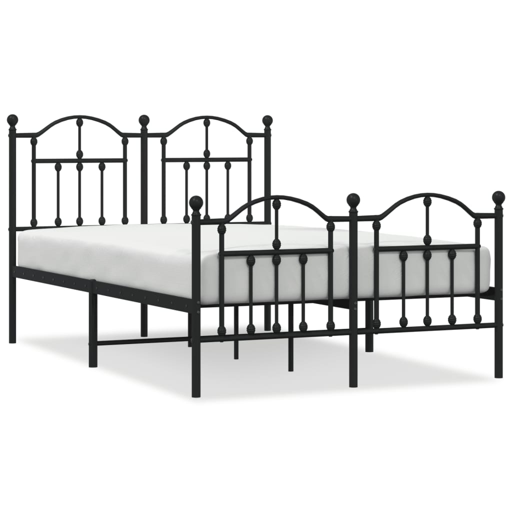 vidaXL Cadre de lit métal sans matelas avec pied de lit noir 120x200cm