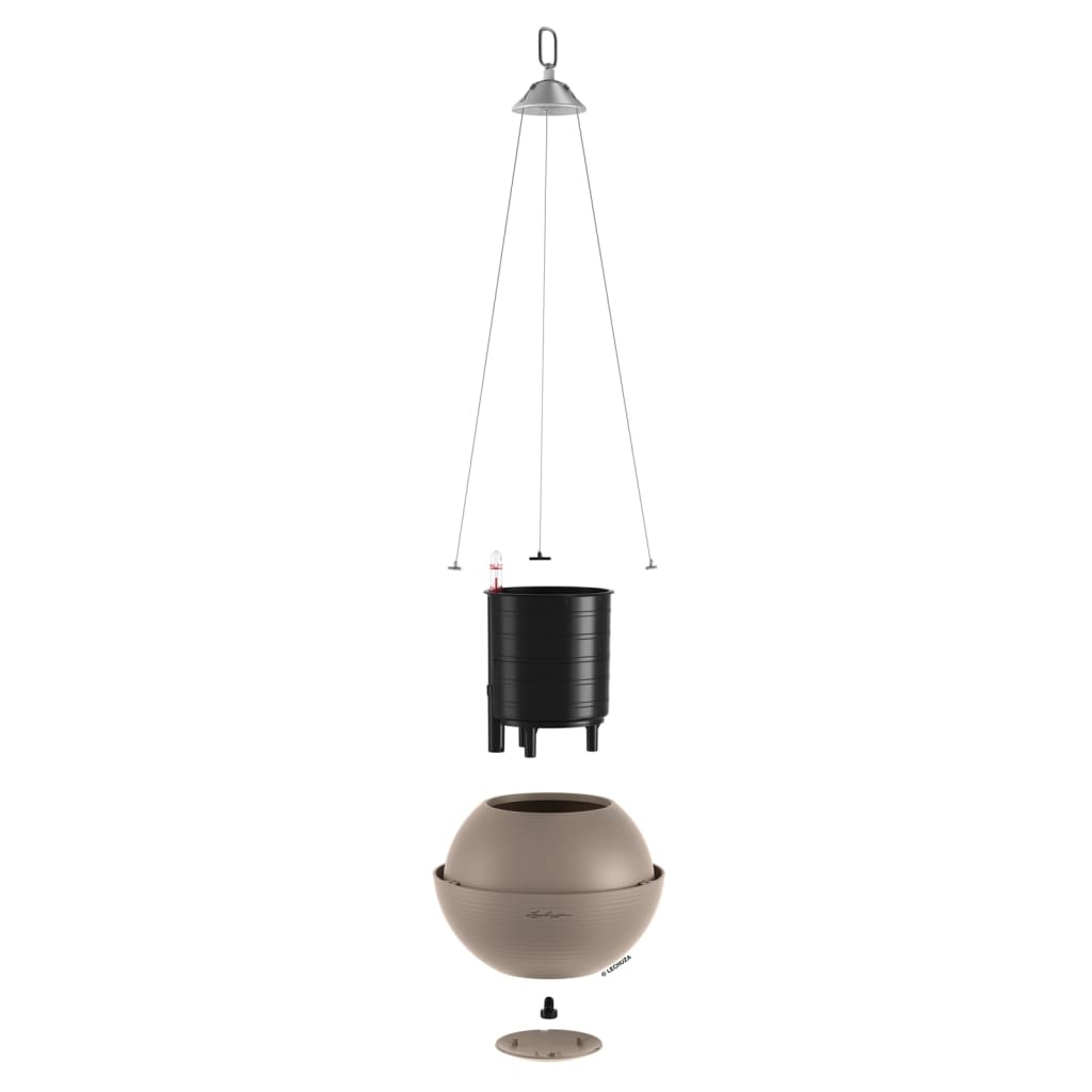 LECHUZA Jardinière suspendue BOLA Color 23 ALL-IN-ONE Marron sable