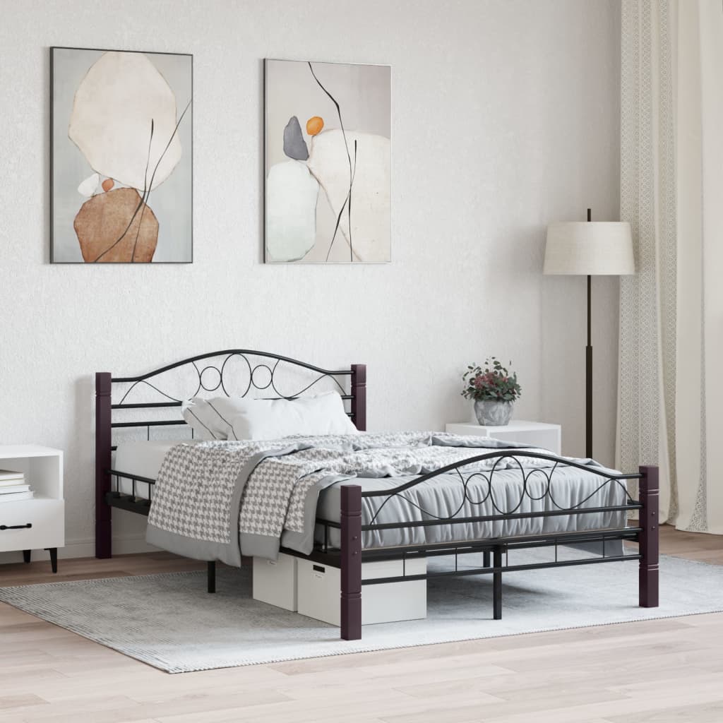 vidaXL Cadre de lit sans matelas noir métal 140x200 cm