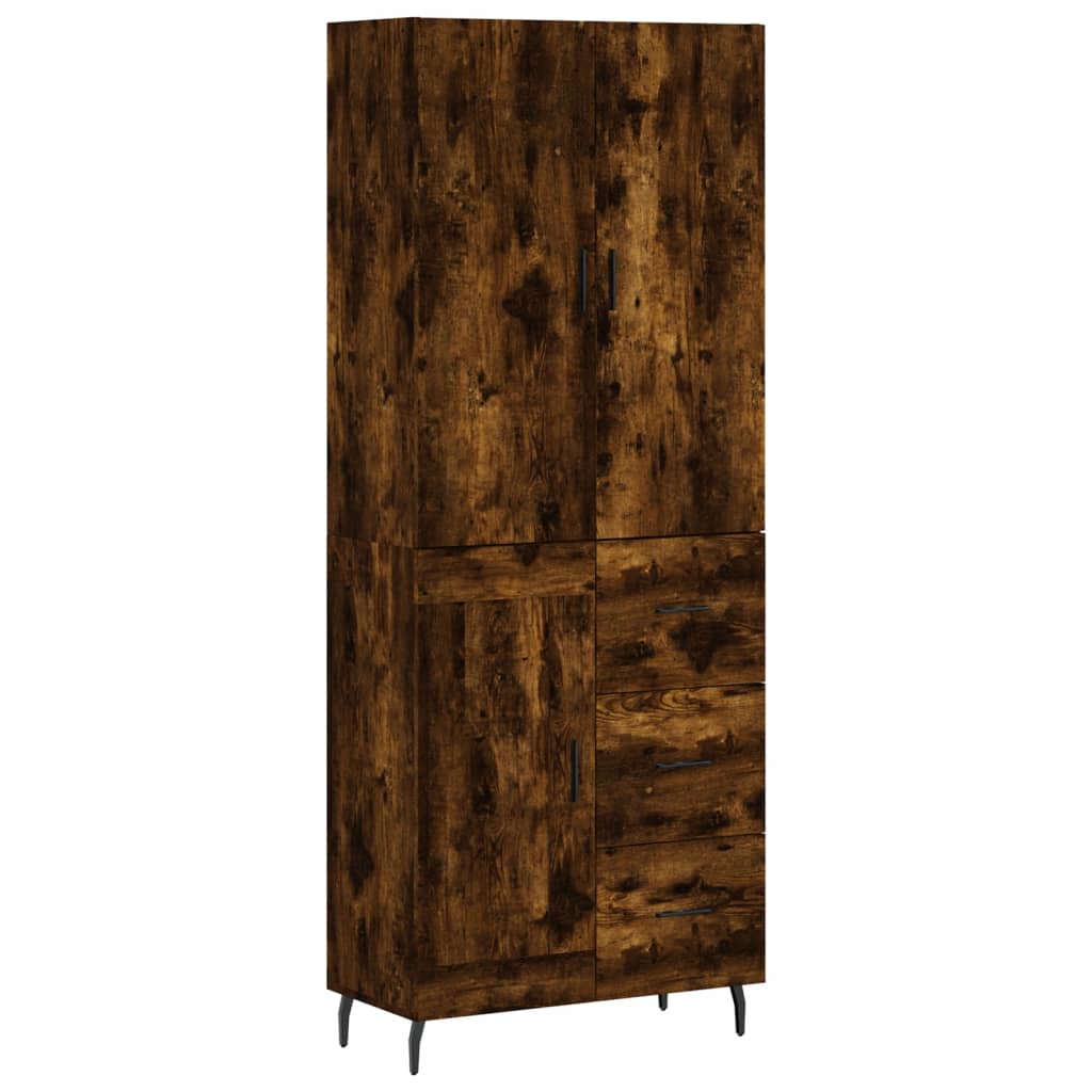 vidaXL Buffet haut Chêne fumé 69,5x34x180 cm Bois d'ingénierie