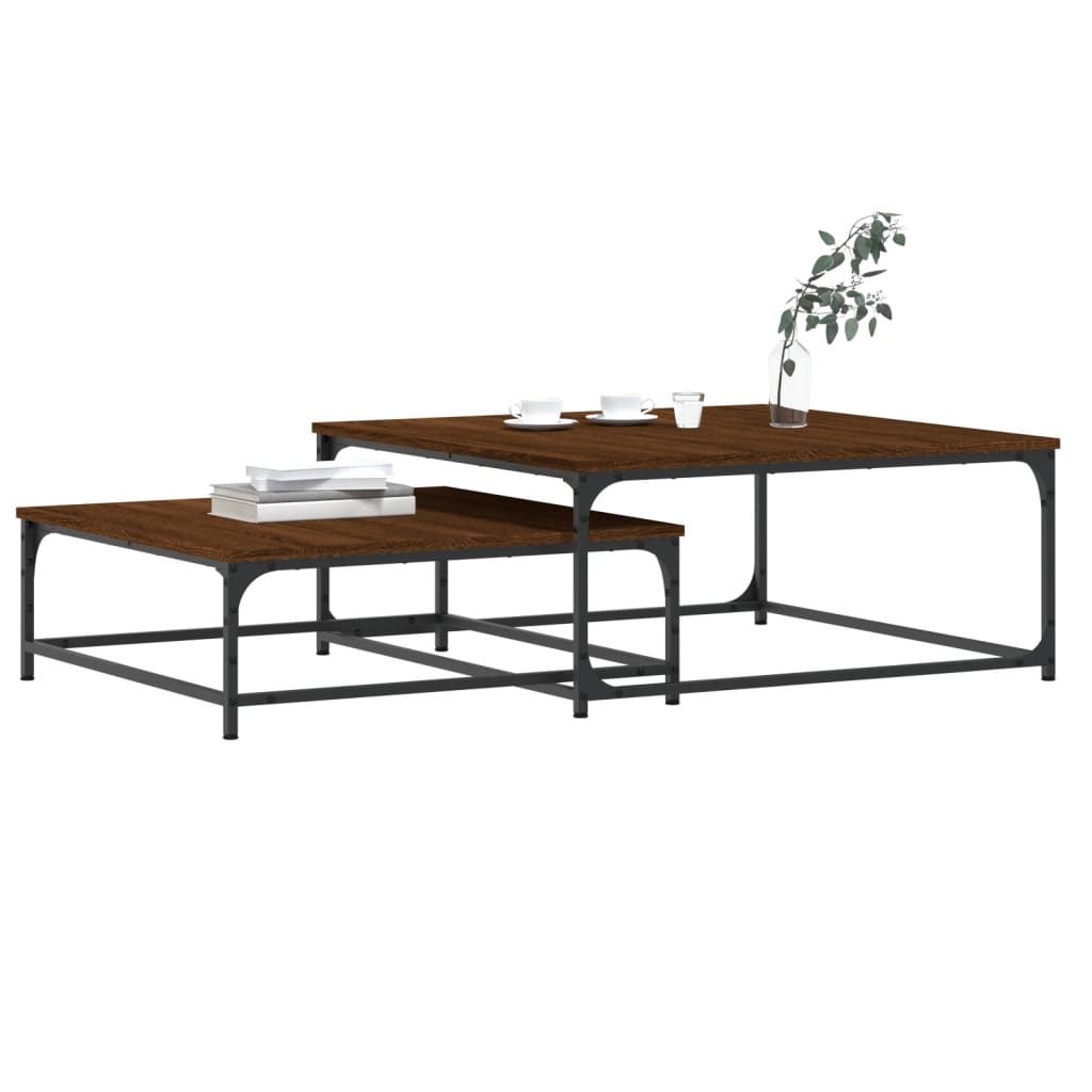 vidaXL Tables basses gigognes 2 pcs chêne marron bois d'ingénierie