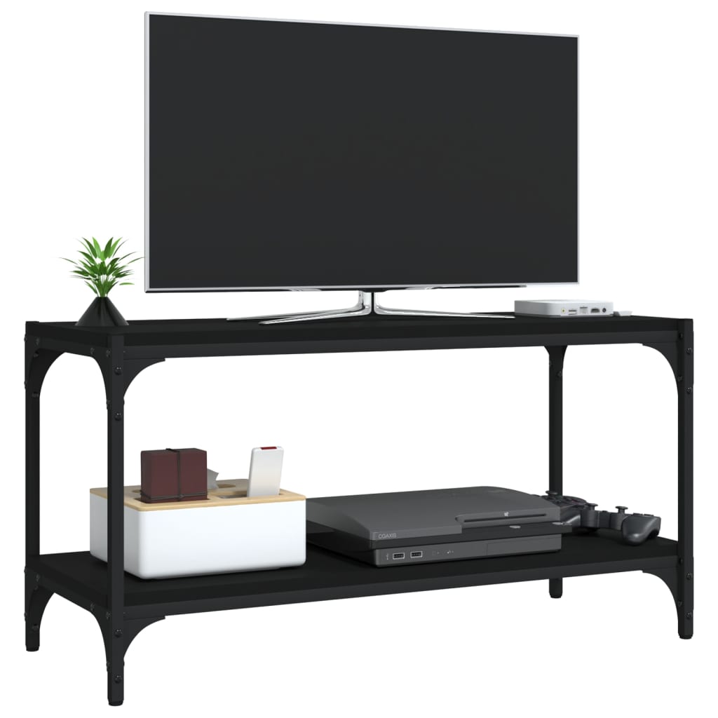 vidaXL Meuble TV Noir 80x33x41 cm Bois d'ingénierie et acier