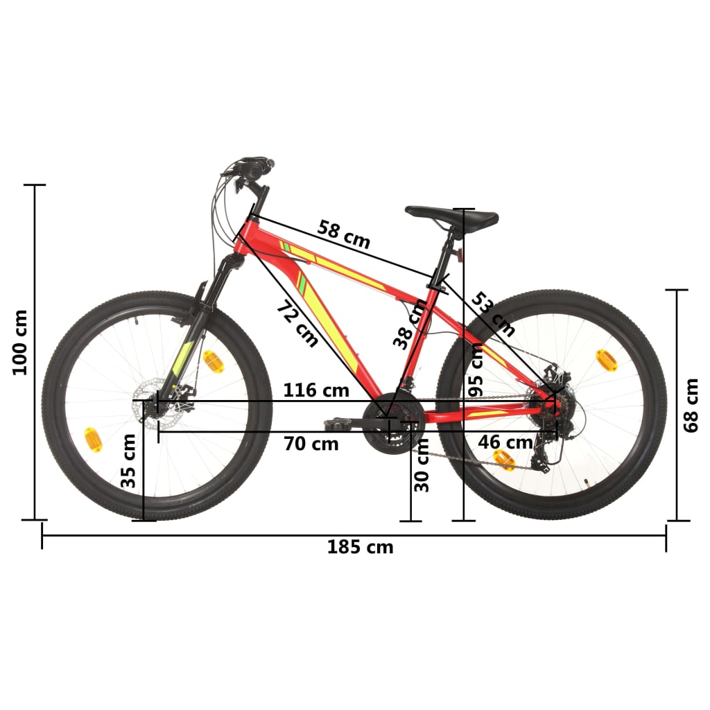 vidaXL Vélo de montagne 21 vitesses Roues de 27,5 pouces 38 cm Rouge