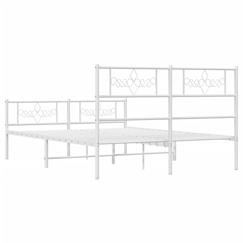 vidaXL Cadre de lit métal sans matelas et pied de lit blanc 150x200 cm