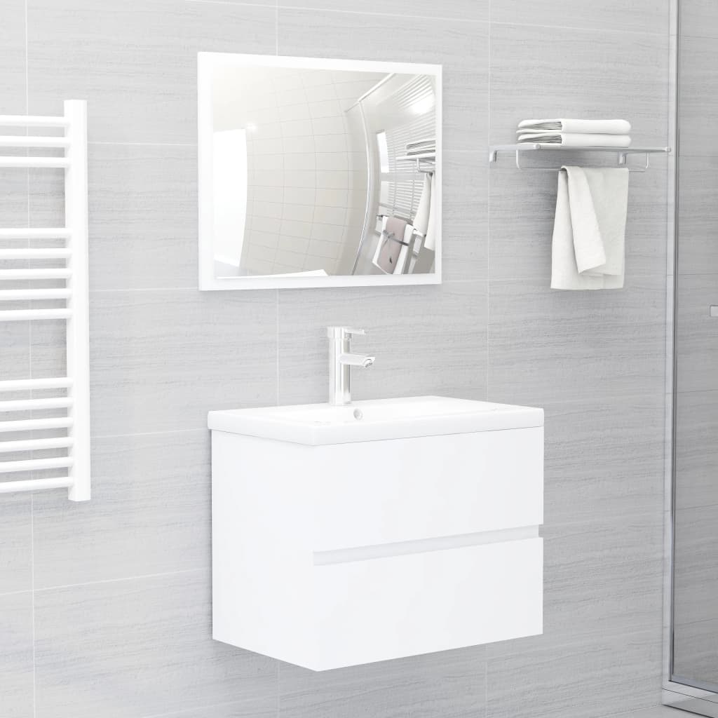 vidaXL Armoire d'évier avec lavabo intégré blanc bois d'ingénierie