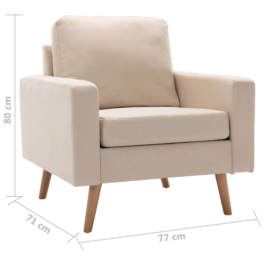 vidaXL Fauteuil Crème Tissu