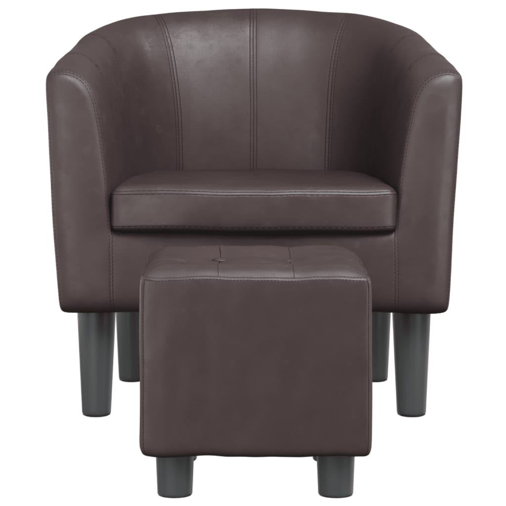 vidaXL Fauteuil avec repose-pied marron similicuir