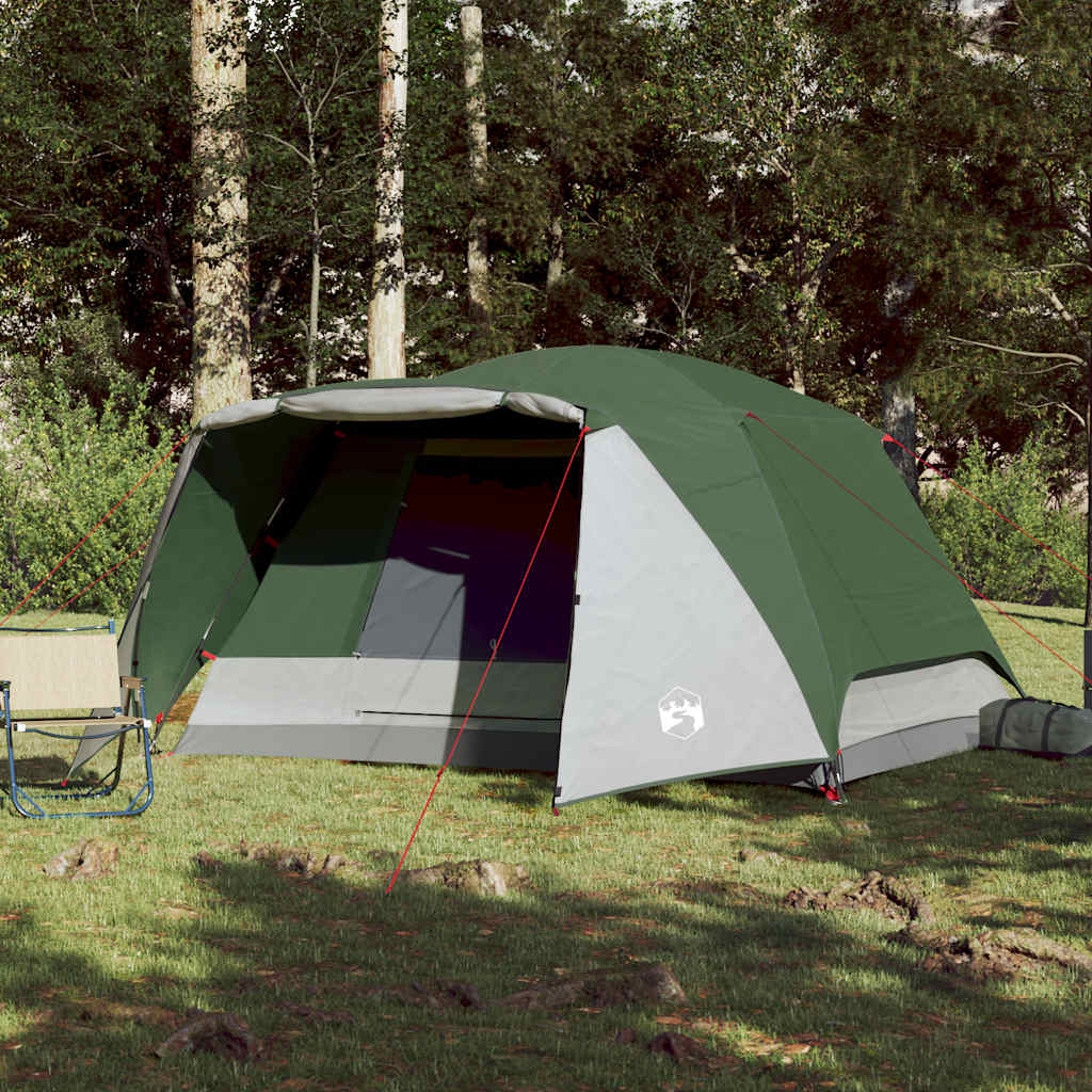 vidaXL Tente de camping avec porche 4 personnes vert imperméable