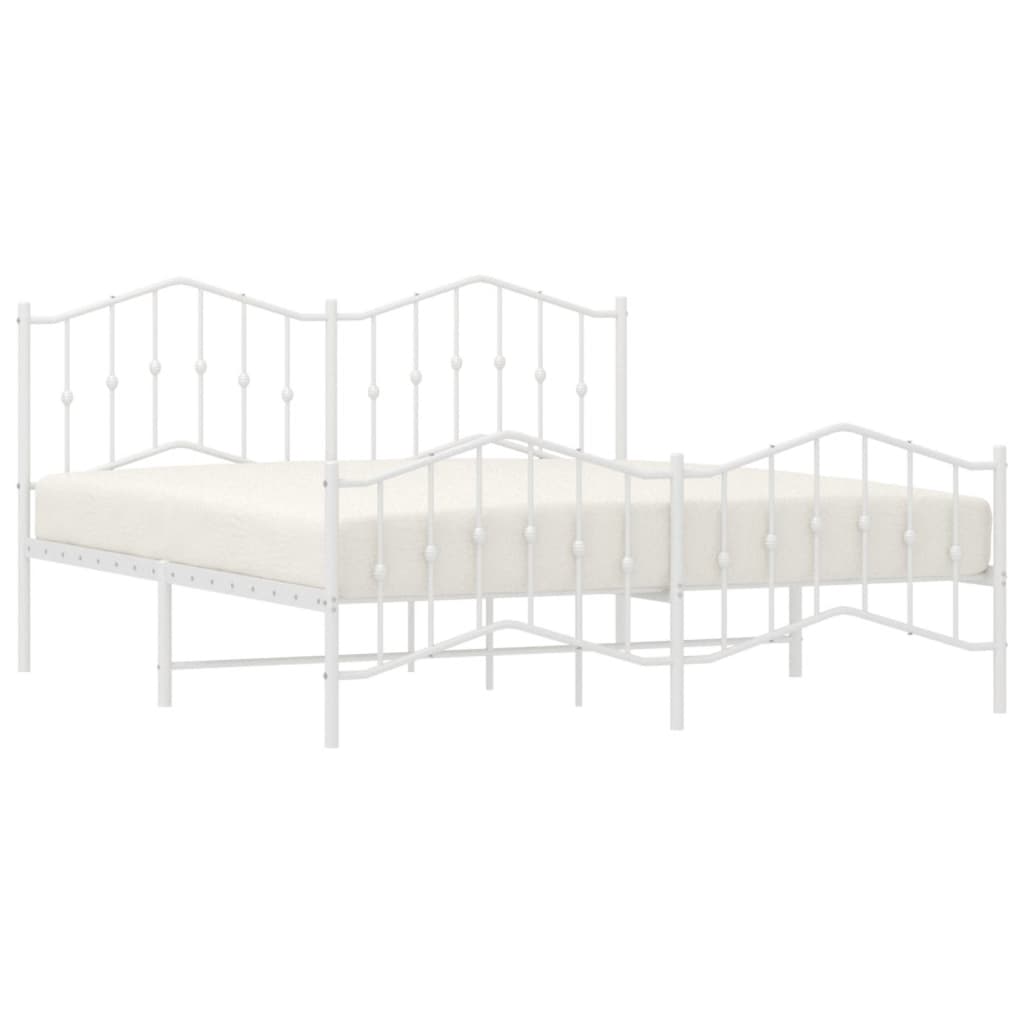 vidaXL Cadre de lit métal sans matelas et pied de lit blanc 183x213 cm