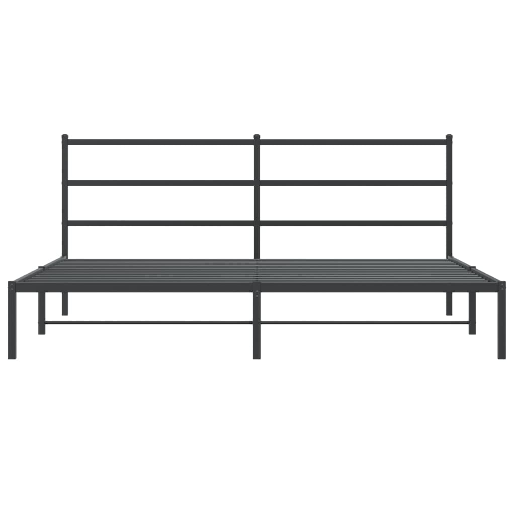 vidaXL Cadre de lit métal sans matelas avec tête de lit noir 200x200cm