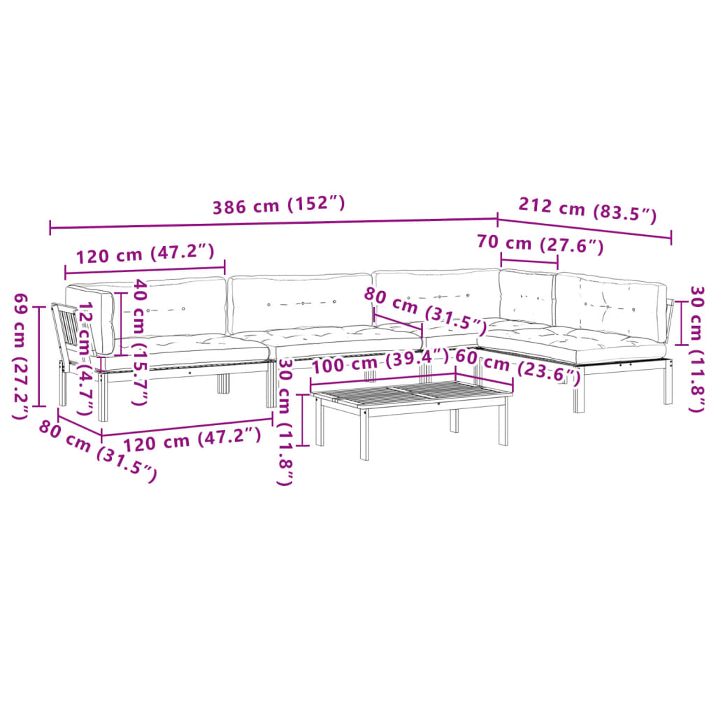 vidaXL Salon palette de jardin avec coussins 5pcs bois d'acacia massif