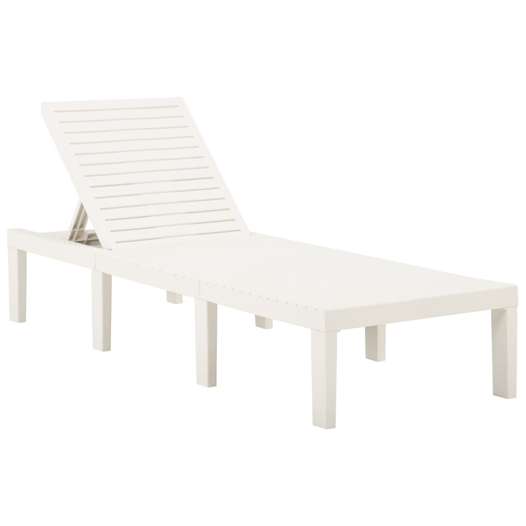 vidaXL Chaise longue avec coussin Plastique Blanc