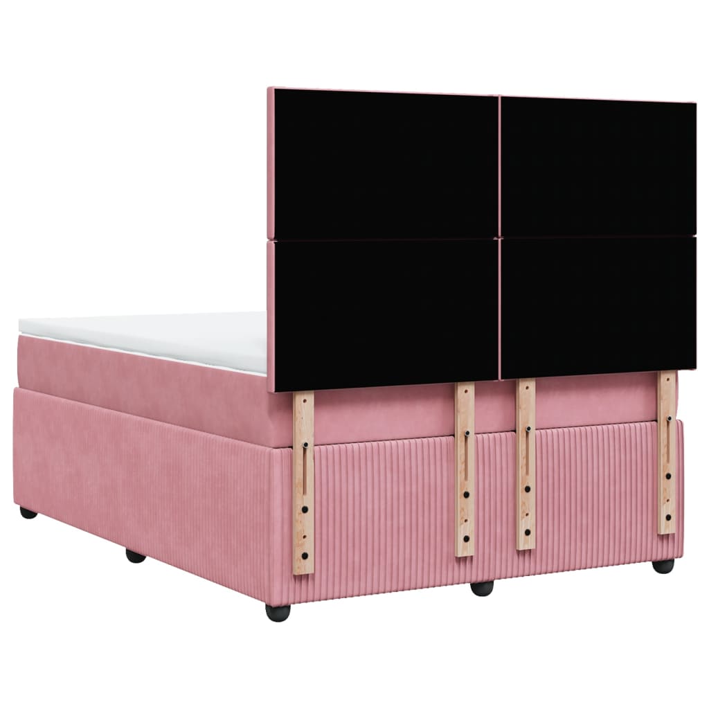 vidaXL Sommier à lattes de lit avec matelas Rose 160x200 cm Velours