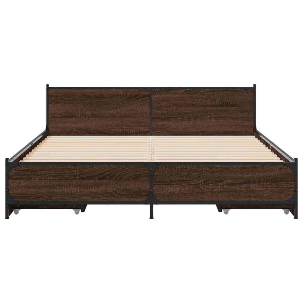 vidaXL Cadre de lit avec tiroirs sans matelas chêne marron 140x190 cm