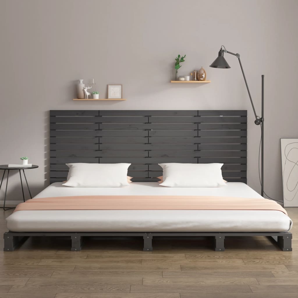 vidaXL Tête de lit murale Gris 166x3x91,5 cm Bois massif de pin