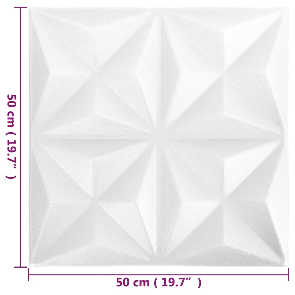 vidaXL Panneaux muraux 3D 48 pcs 50x50 cm blanc origami 12 m²