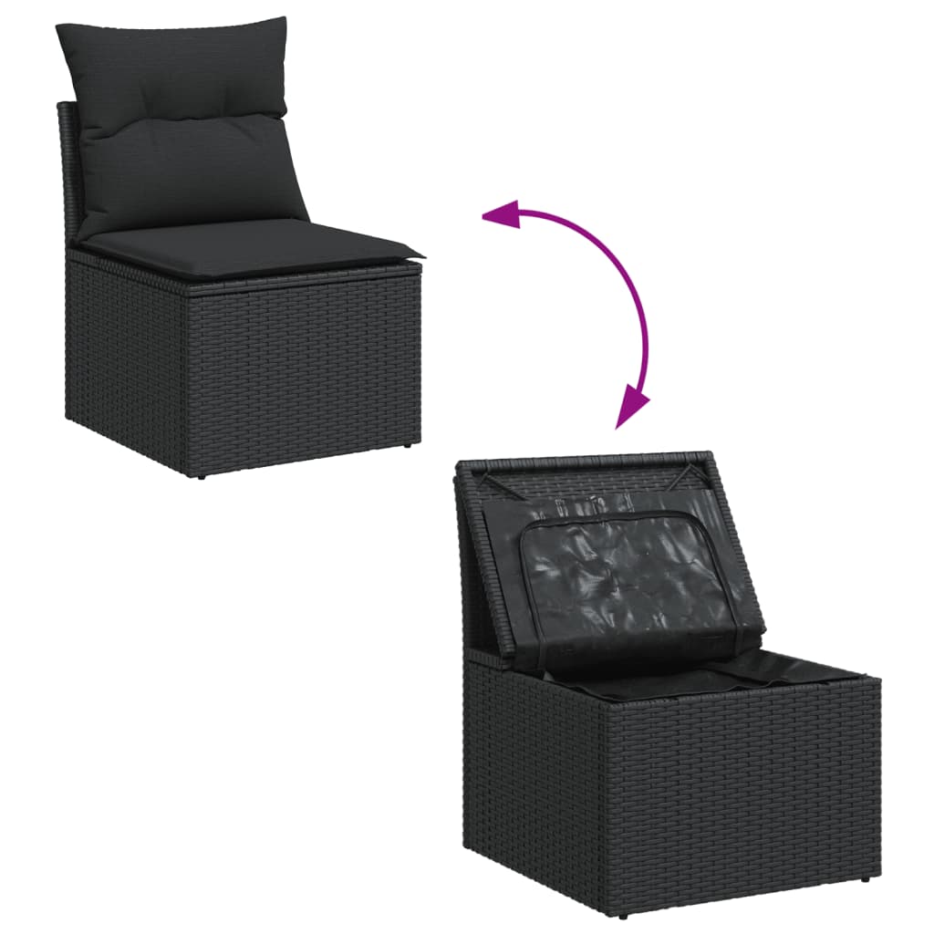 vidaXL Salon de jardin 12 pcs avec coussins noir résine tressée