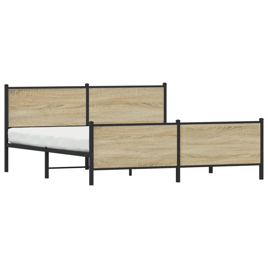 vidaXL Cadre de lit en métal sans matelas chêne sonoma 193x203 cm