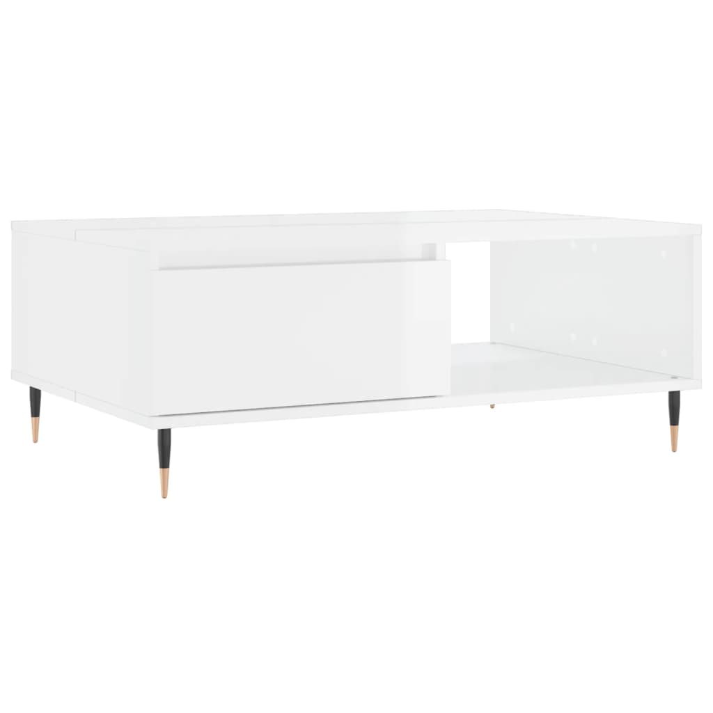 vidaXL Table basse blanc brillant 90x60x35 cm bois d'ingénierie